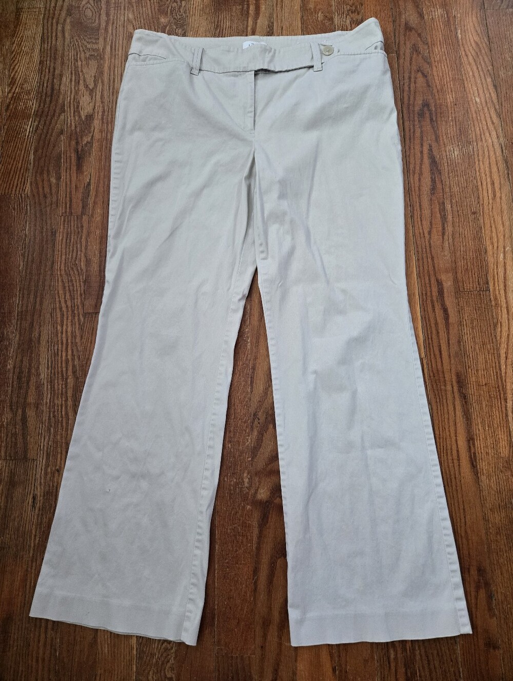 Ann Taylor LOFT Beige Khaki Pants Size 16 Bootcut Mid Rise Preppy Hippie FLAW